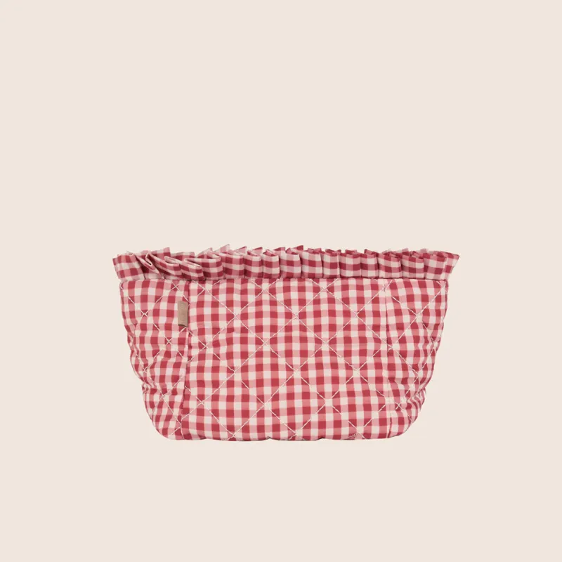 ela x Jillian Harris - Ruffle Mini Cosmetic Case - Red Gingham Print sold by ELA
