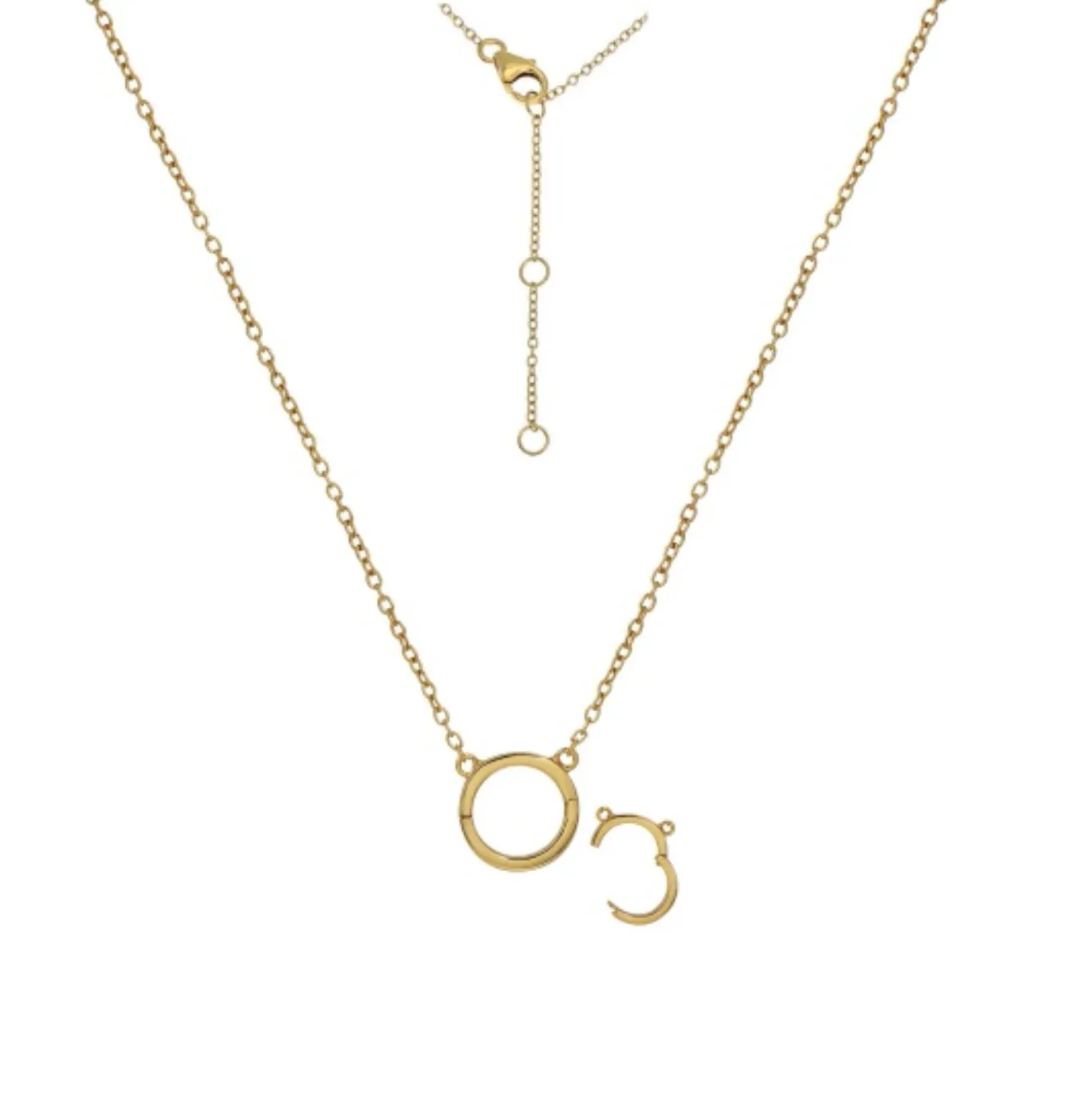 Claspine link charm enhancer necklace, length=40+2.5+2.5cm (recycle silver) sold by ELA