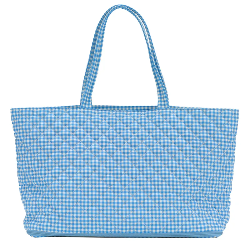 Quilted Expandable Tote – BLUE GINGHAM PRINT sold by ELA