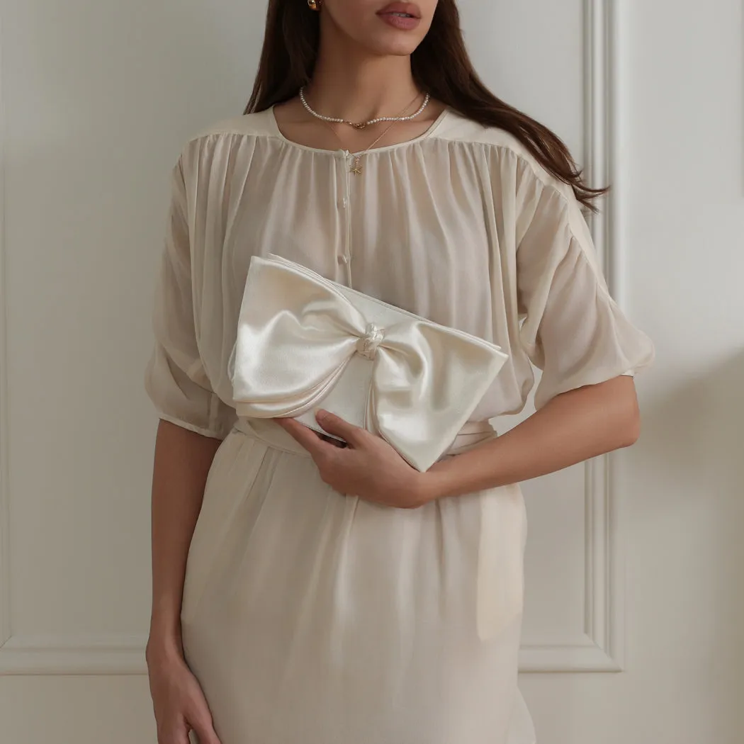 ela x Jillian Harris - Bow Clutch - White sold by ELA product image thumbnail 5