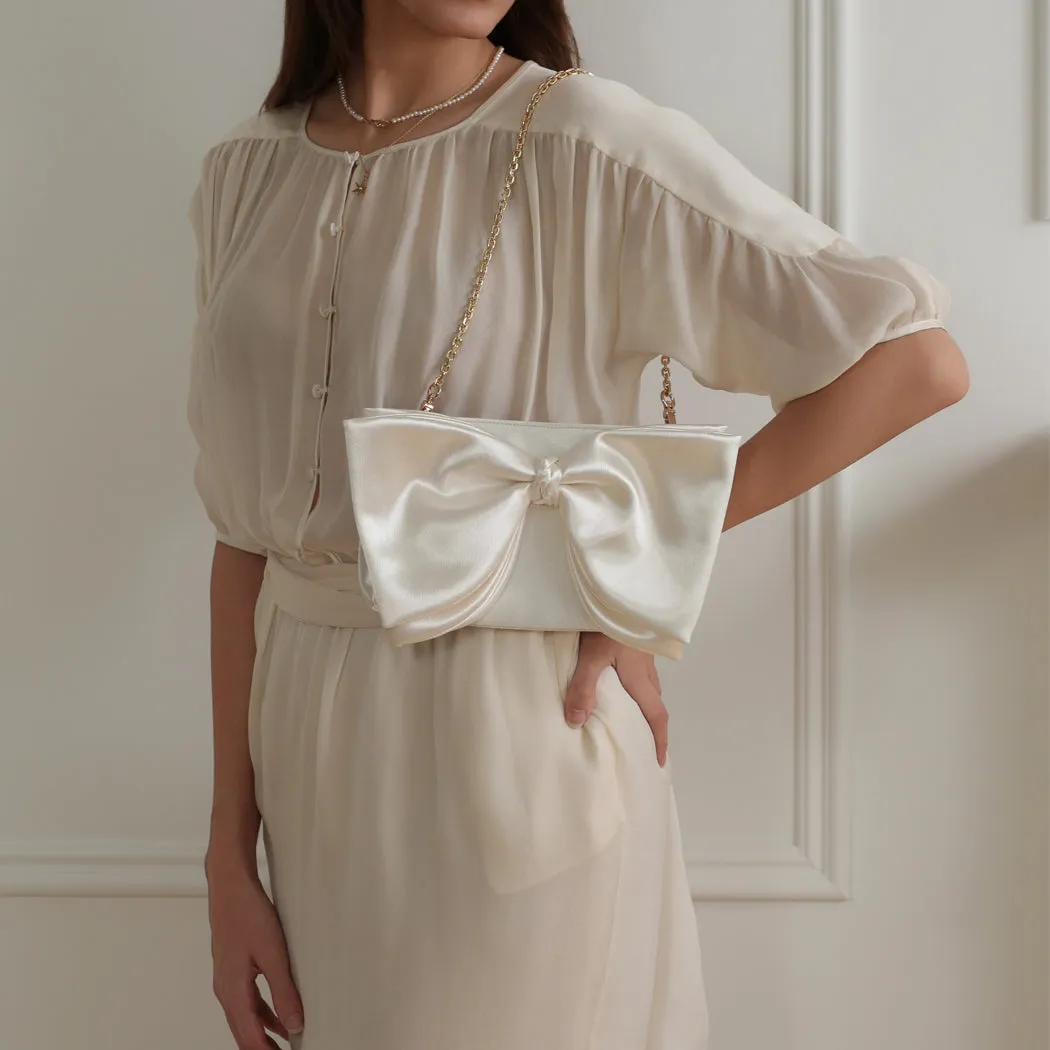 ela x Jillian Harris - Bow Clutch - White sold by ELA product image thumbnail 4