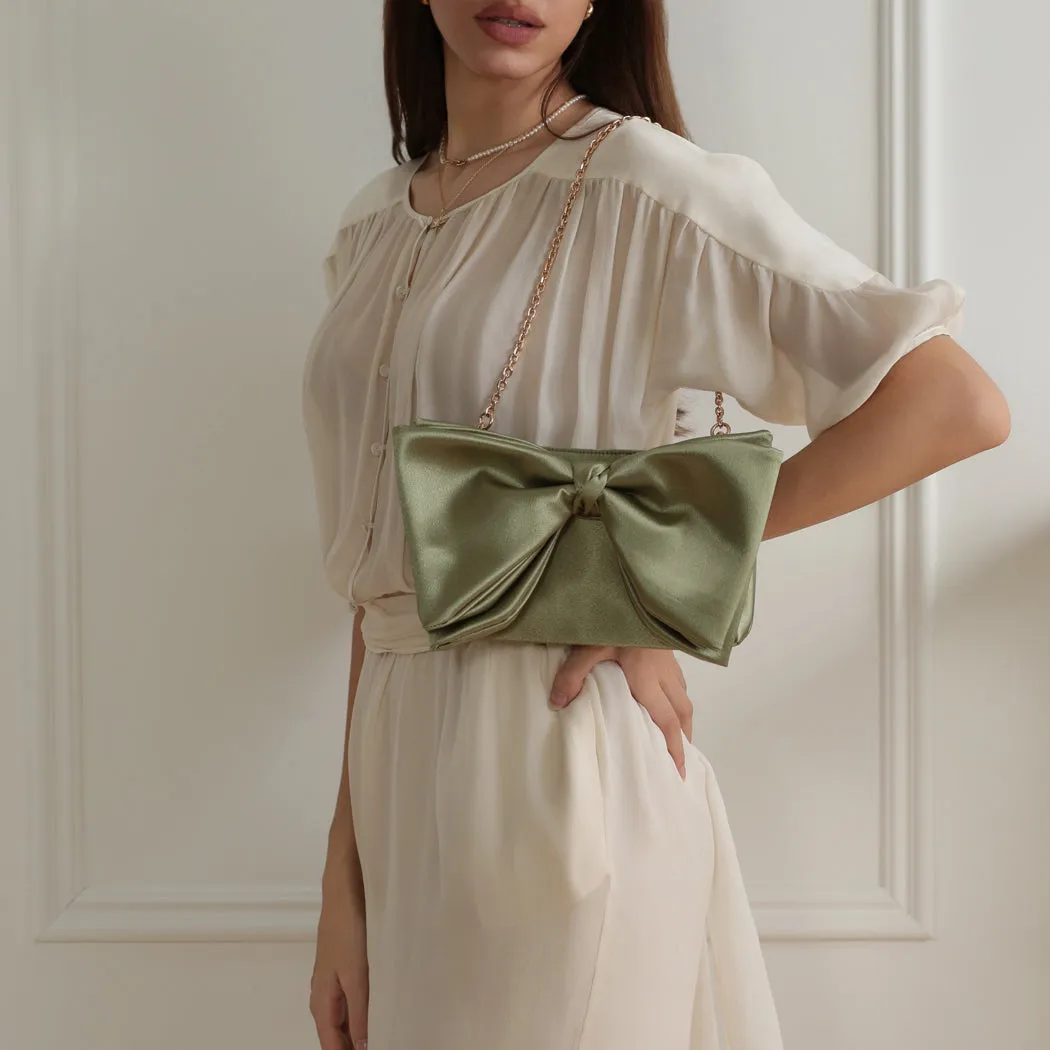 ela x Jillian Harris - Bow Clutch - Green sold by ELA product image thumbnail 5