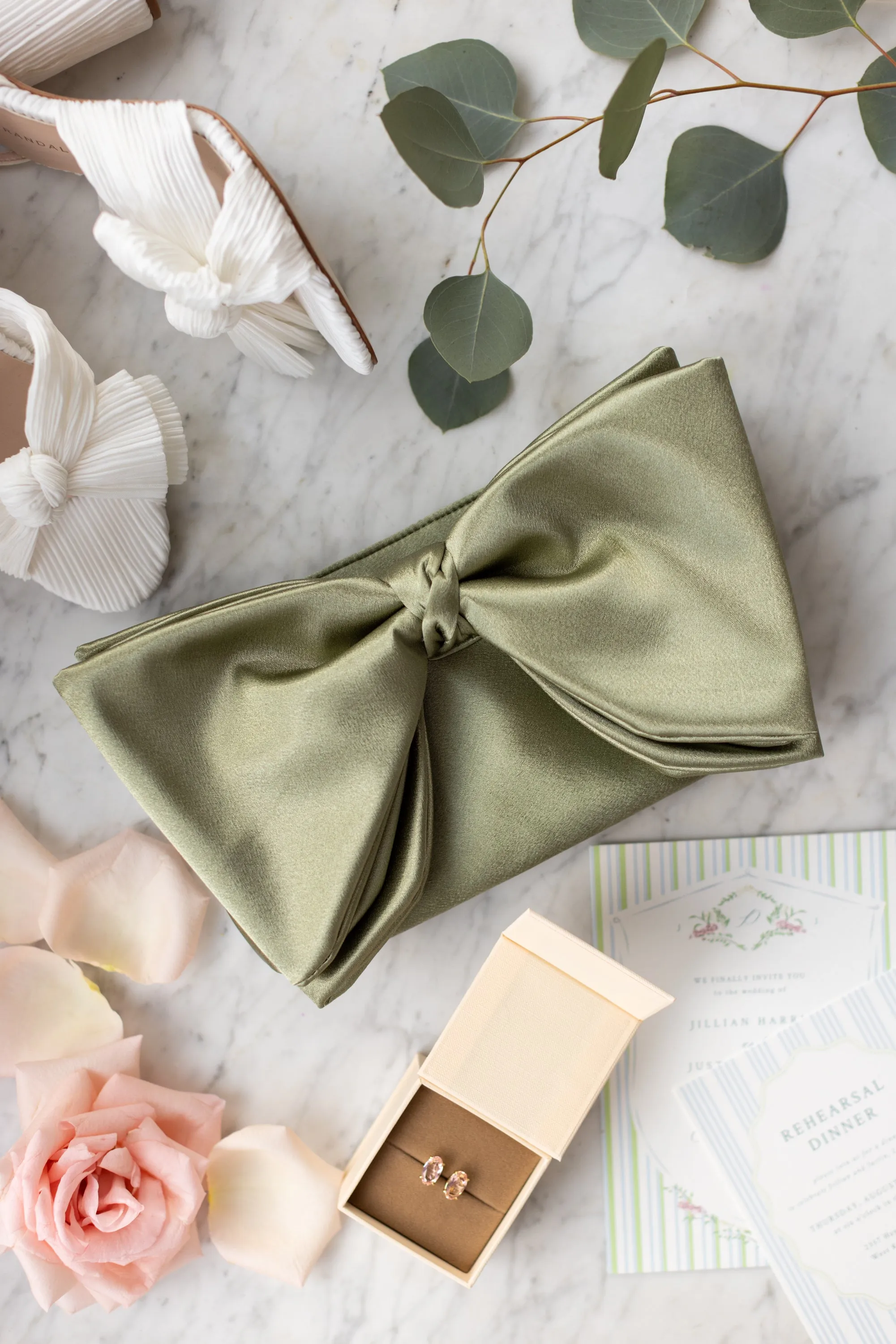 ela x Jillian Harris - Bow Clutch - Green sold by ELA product image thumbnail 3