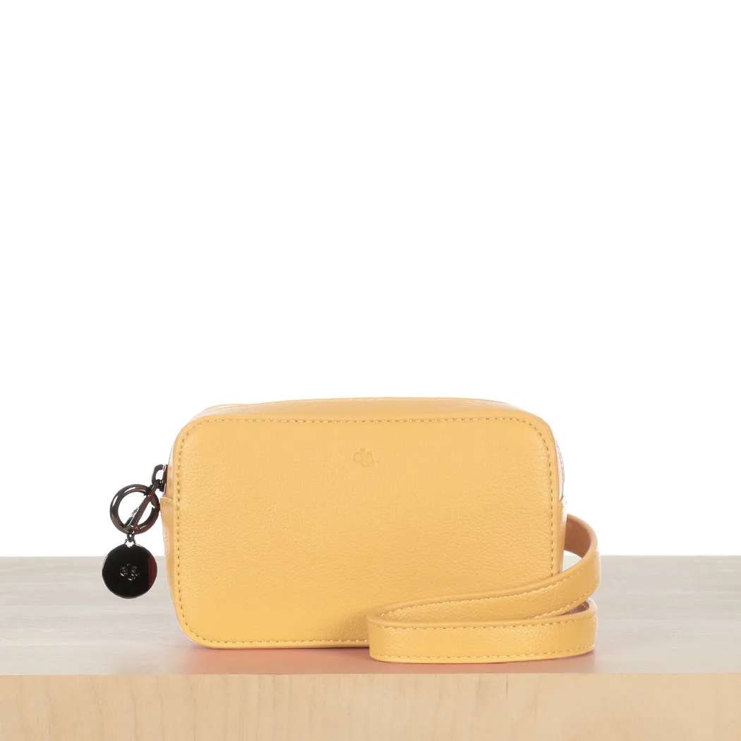 Micro Belt Bag – Yellow Pebble with Gunmetal Hardware sold by ELA