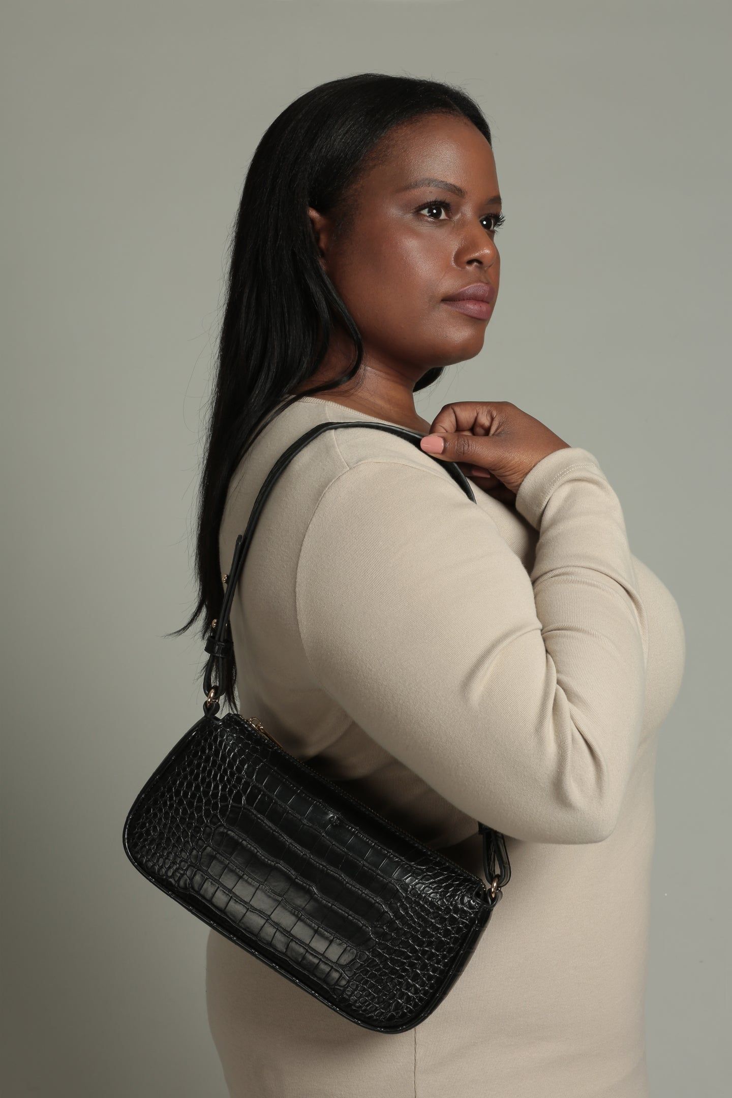 Free Fayette Shoulder Bag – Black Croc Effect sold by ELA product image thumbnail 5