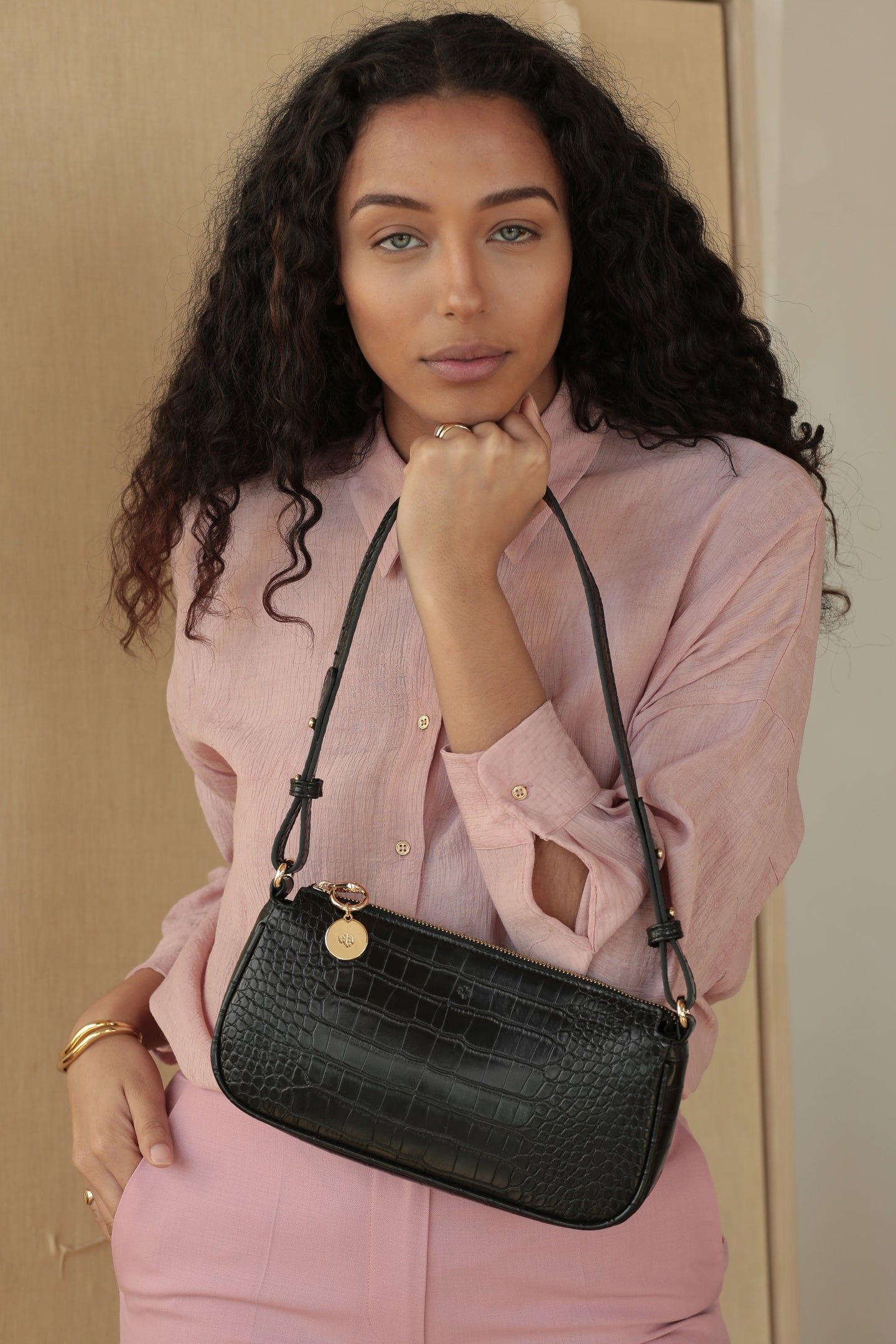 Free Fayette Shoulder Bag – Black Croc Effect sold by ELA product image thumbnail 2