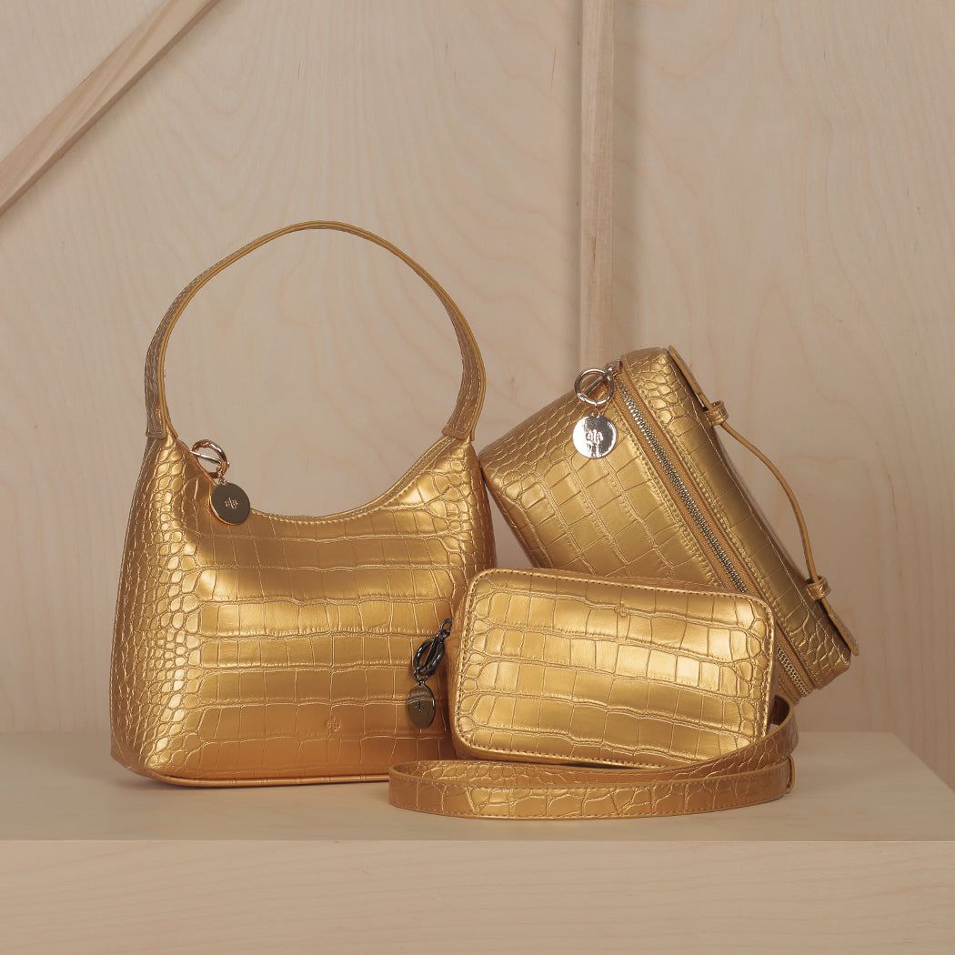 Micro Belt Bag – Gold Croc sold by ELA product image thumbnail 3