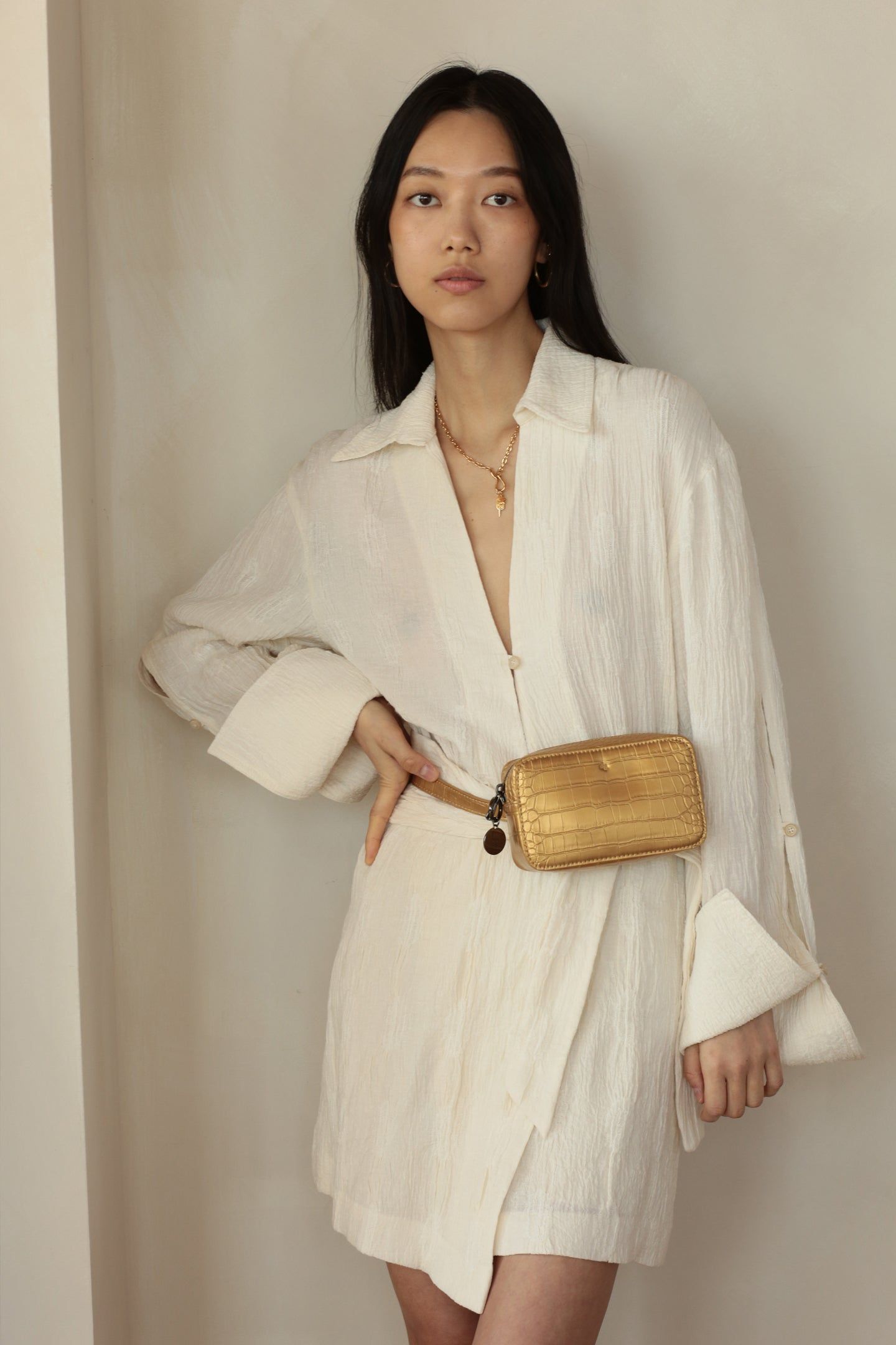 Micro Belt Bag – Gold Croc sold by ELA product image thumbnail 4