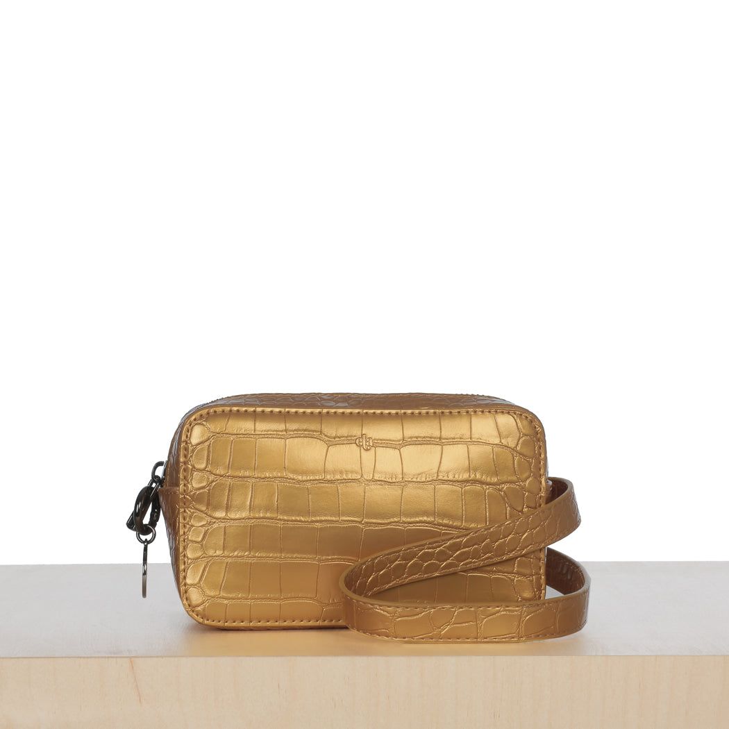 Micro Belt Bag – Gold Croc sold by ELA