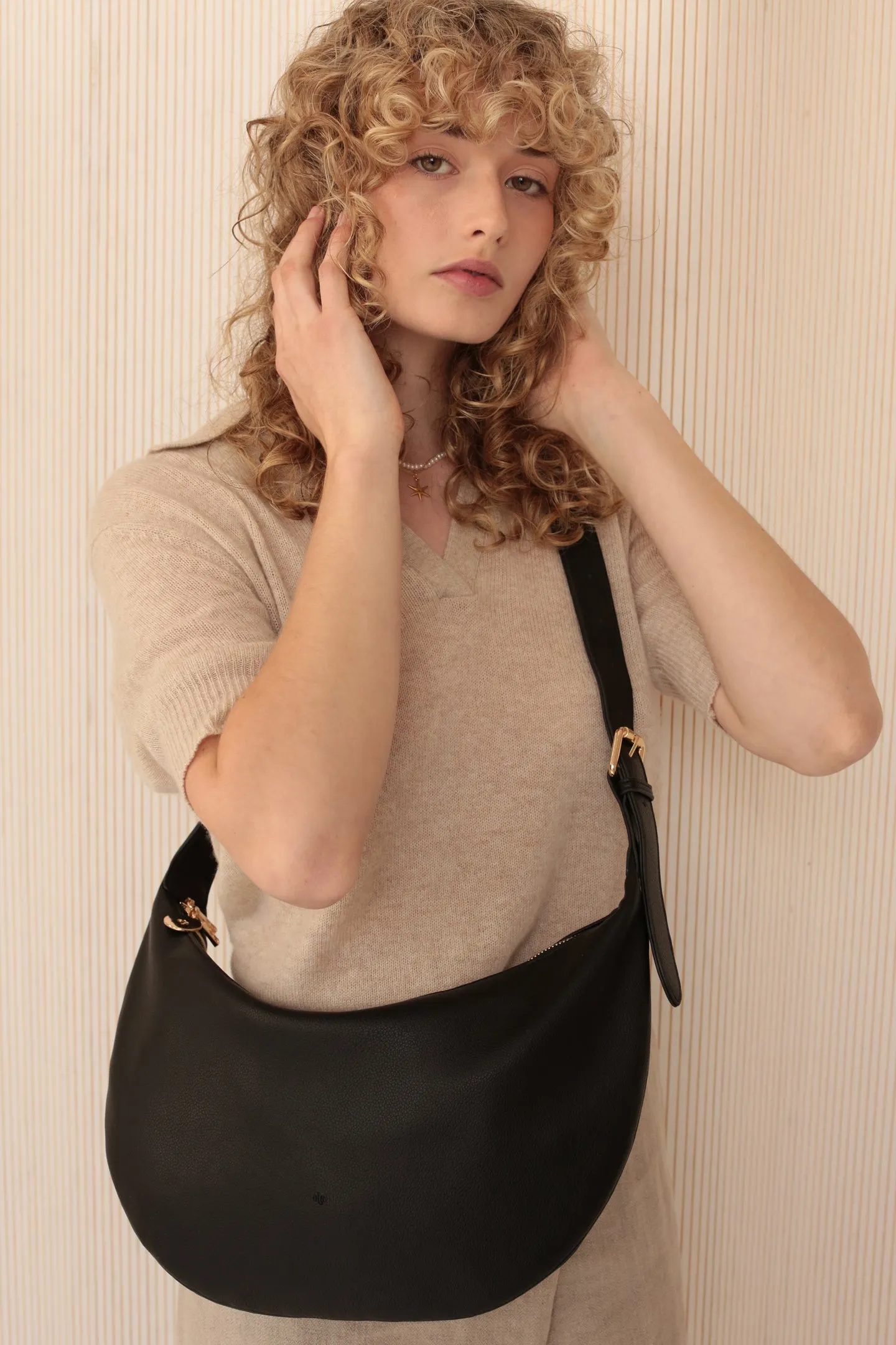 Slouchy Crossbody Bag - Black Pebble sold by ELA product image thumbnail 3