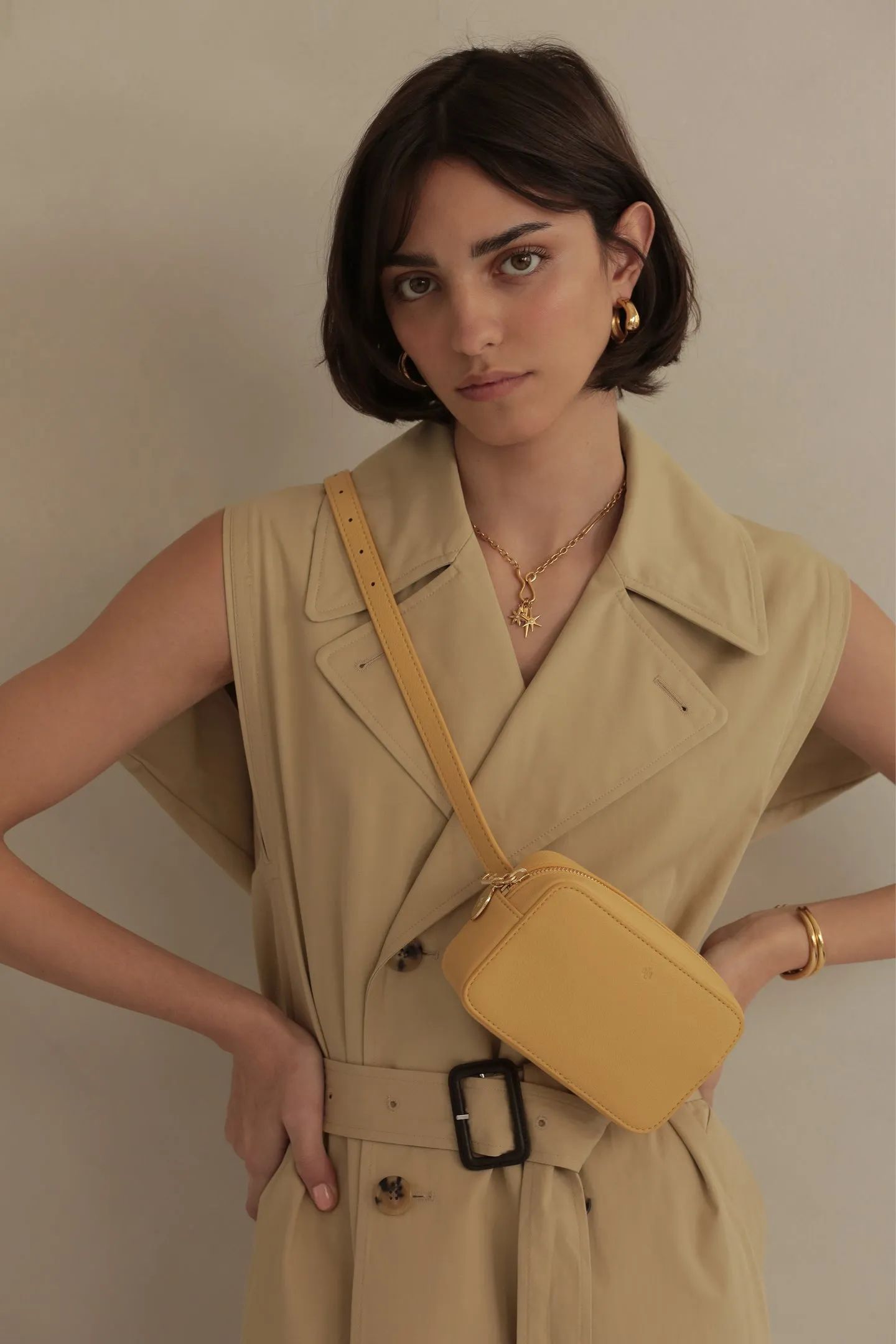 Micro Belt Bag – Yellow Pebble with Gold Hardware sold by ELA product image thumbnail 4
