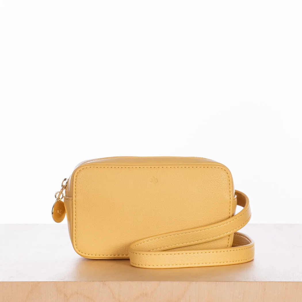 Micro Belt Bag – Yellow Pebble with Gold Hardware sold by ELA