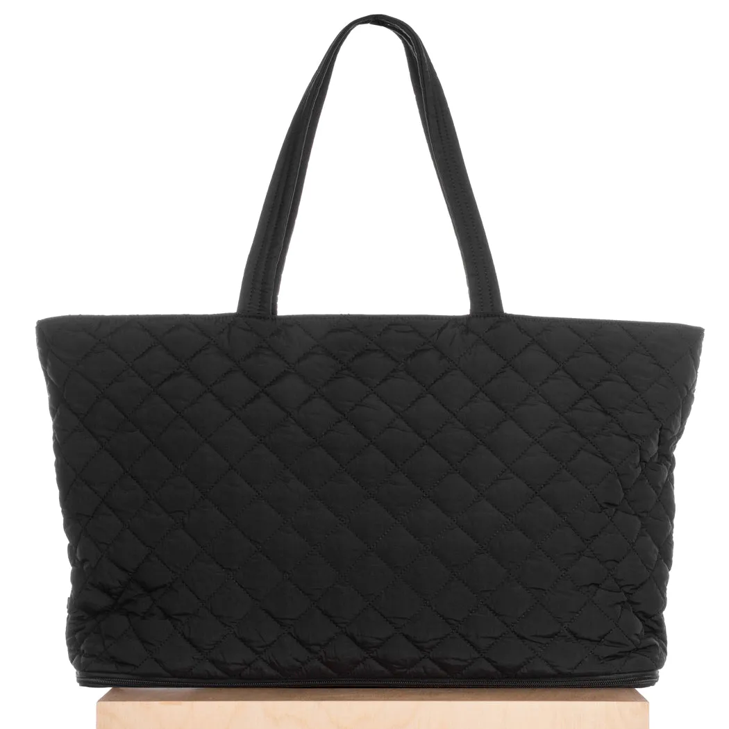 Quilted Expandable Tote – Black sold by ELA