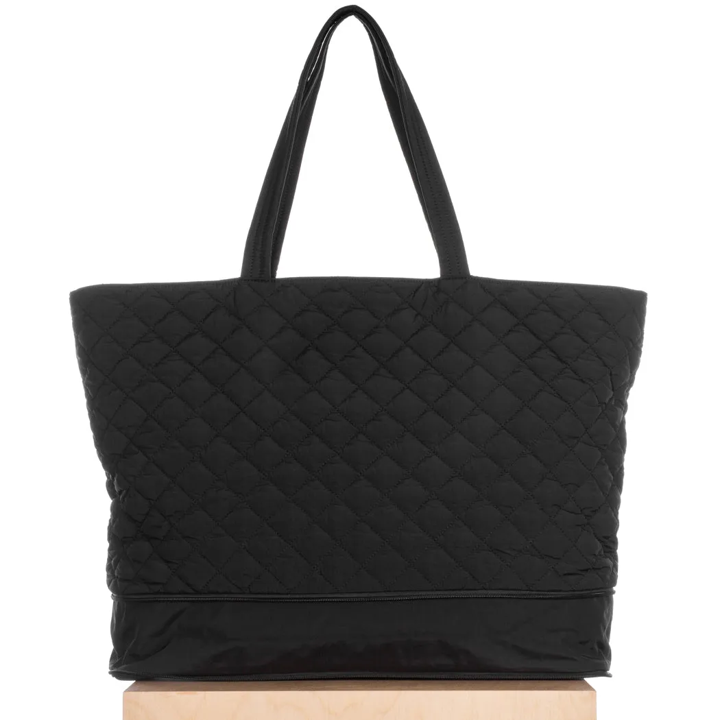 Quilted Expandable Tote – Black sold by ELA product image thumbnail 3