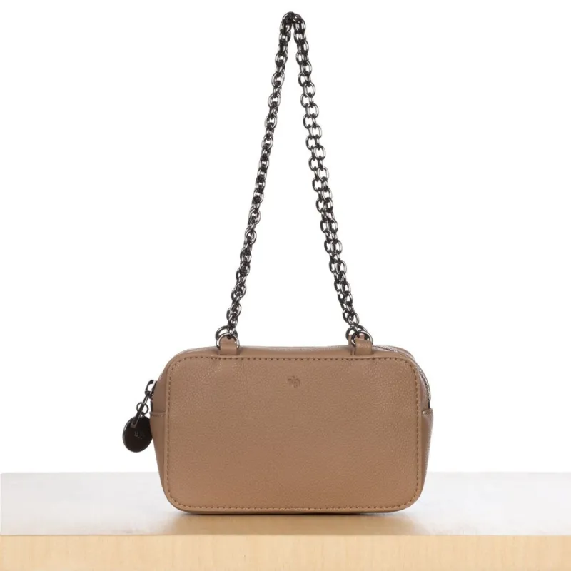 Micro Bag with Chain - Cappuccino Pebble sold by ELA