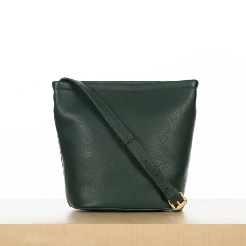 Mini Mia Bucket Bag - Forest Green Pebble sold by ELA