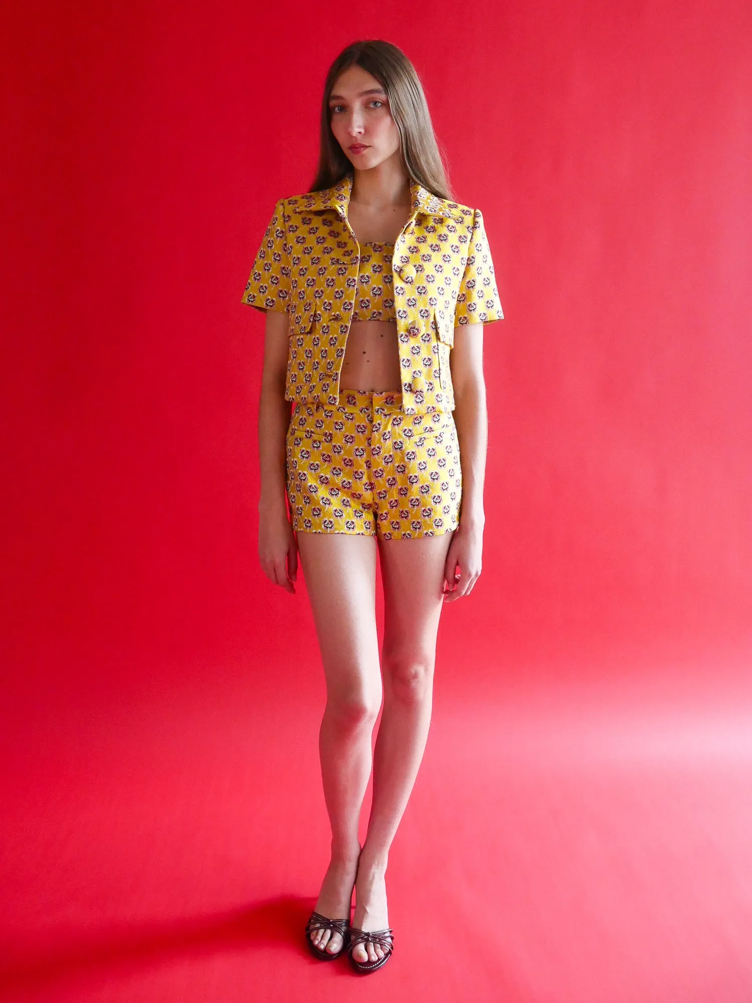 Aubrey Cropped Jacket in Italian Floral Jacquard sold by Anna Valentina product image thumbnail 2