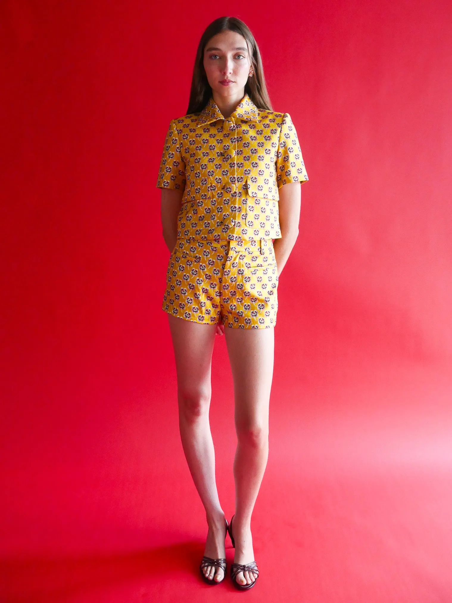 Aubrey Cropped Jacket in Italian Floral Jacquard sold by Anna Valentina product image thumbnail 5