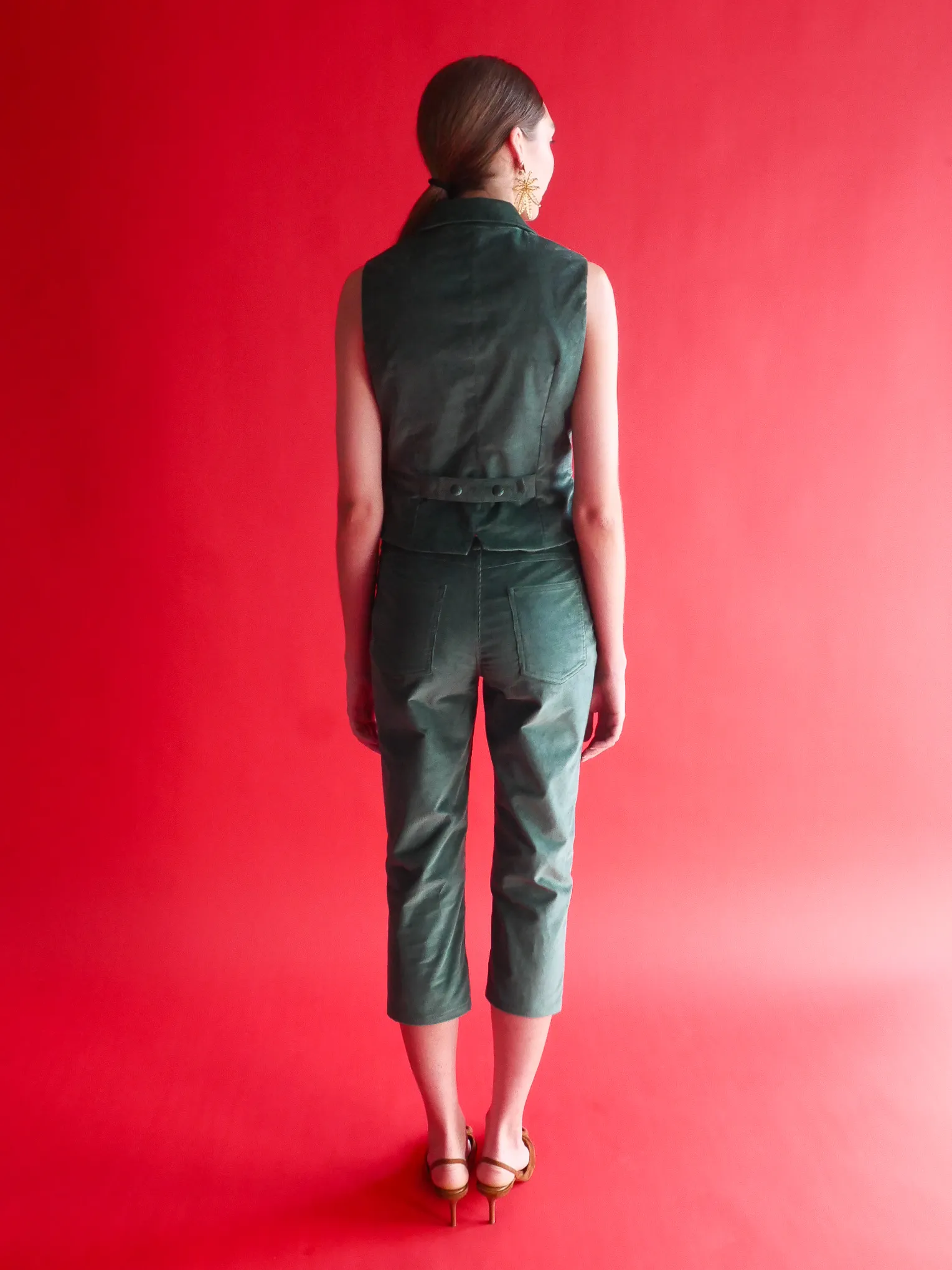 Celeste Capri Pant in Forest Green Corduroy sold by Anna Valentina product image thumbnail 2