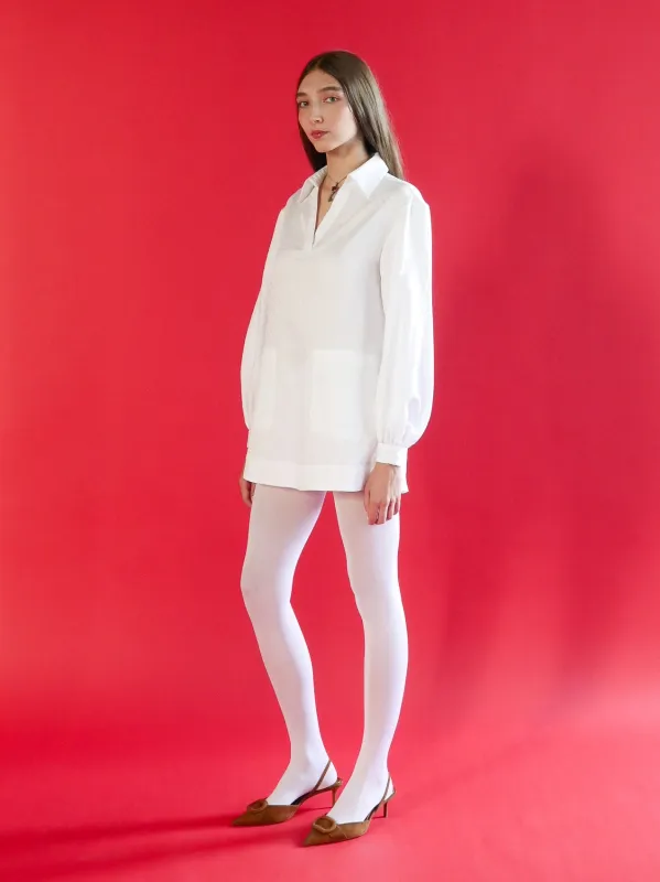 Esme Tunic in White Polka Dot Cotton sold by Anna Valentina