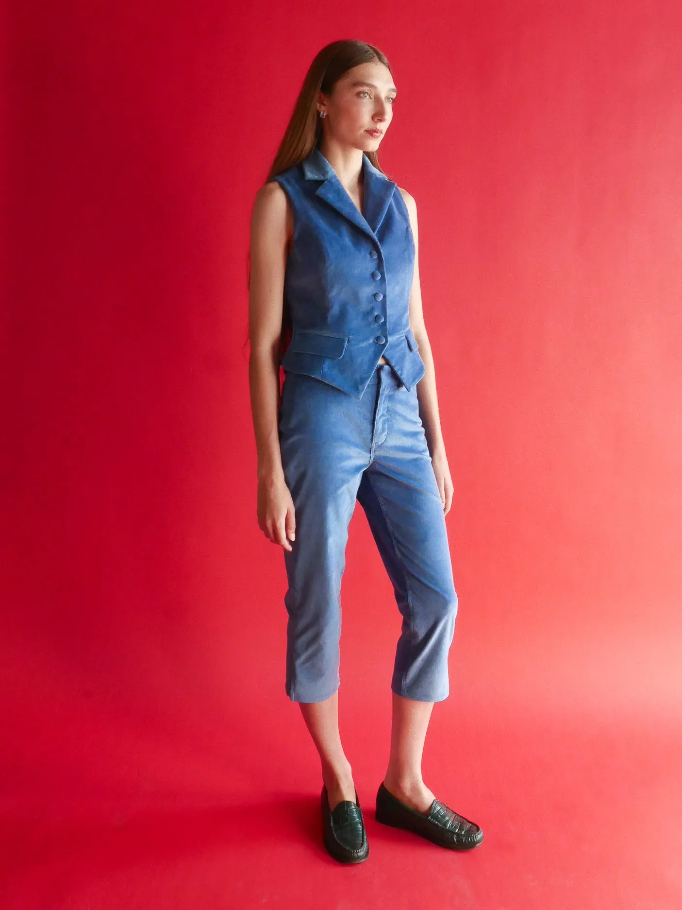 Celeste Tailored Vest in Blue Corduroy sold by Anna Valentina product image thumbnail 3