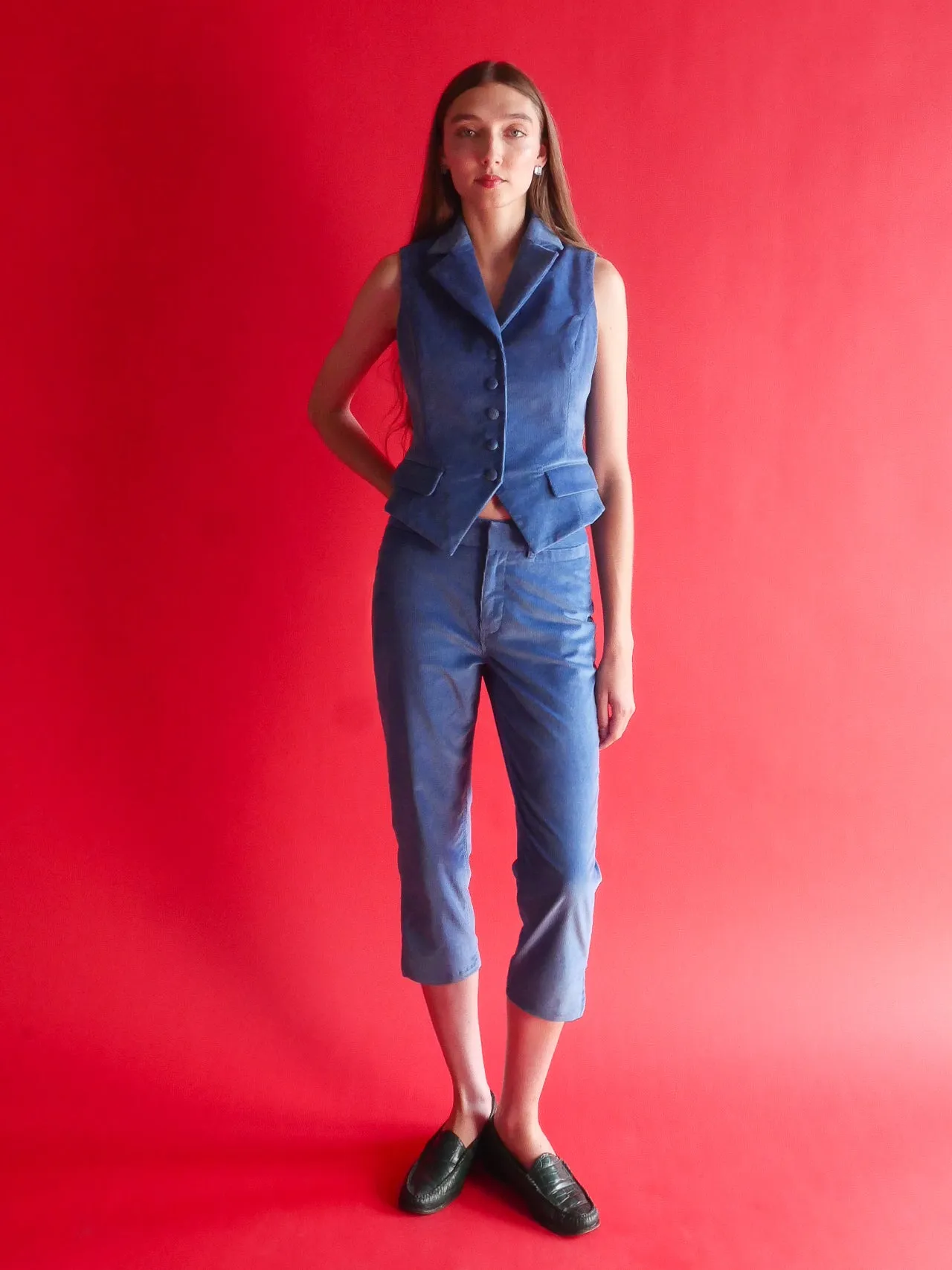 Celeste Tailored Vest in Blue Corduroy sold by Anna Valentina product image thumbnail 4
