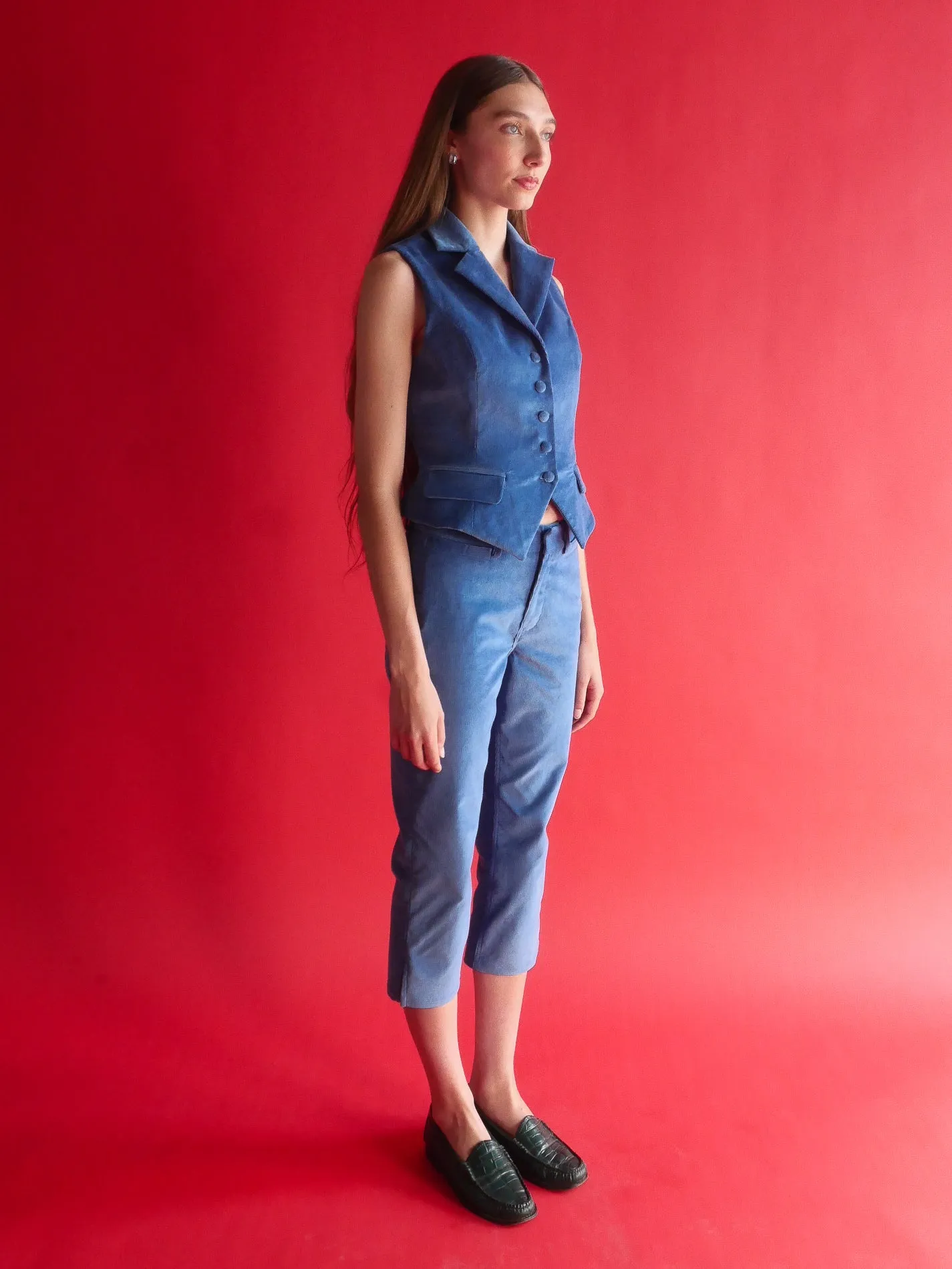 Celeste Tailored Vest in Blue Corduroy sold by Anna Valentina product image thumbnail 2