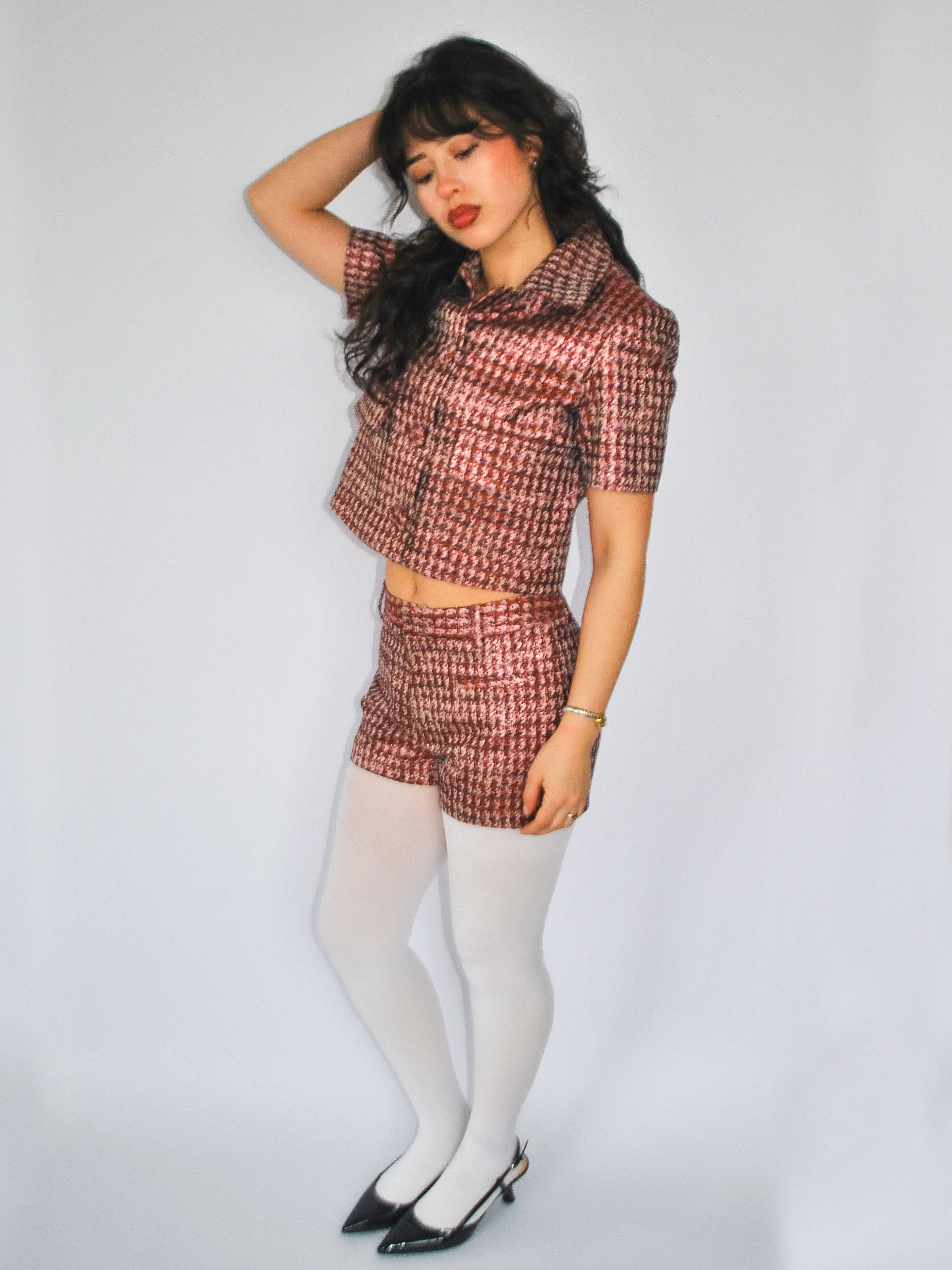 Aubrey Short in Lurex Herringbone Jacquard sold by Anna Valentina product image thumbnail 4