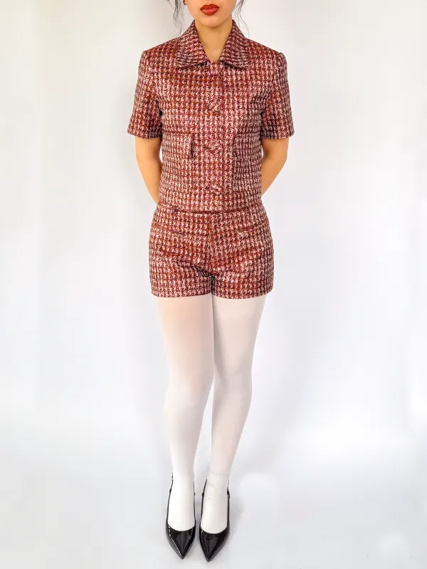 Aubrey Short in Lurex Herringbone Jacquard made by Anna Valentina