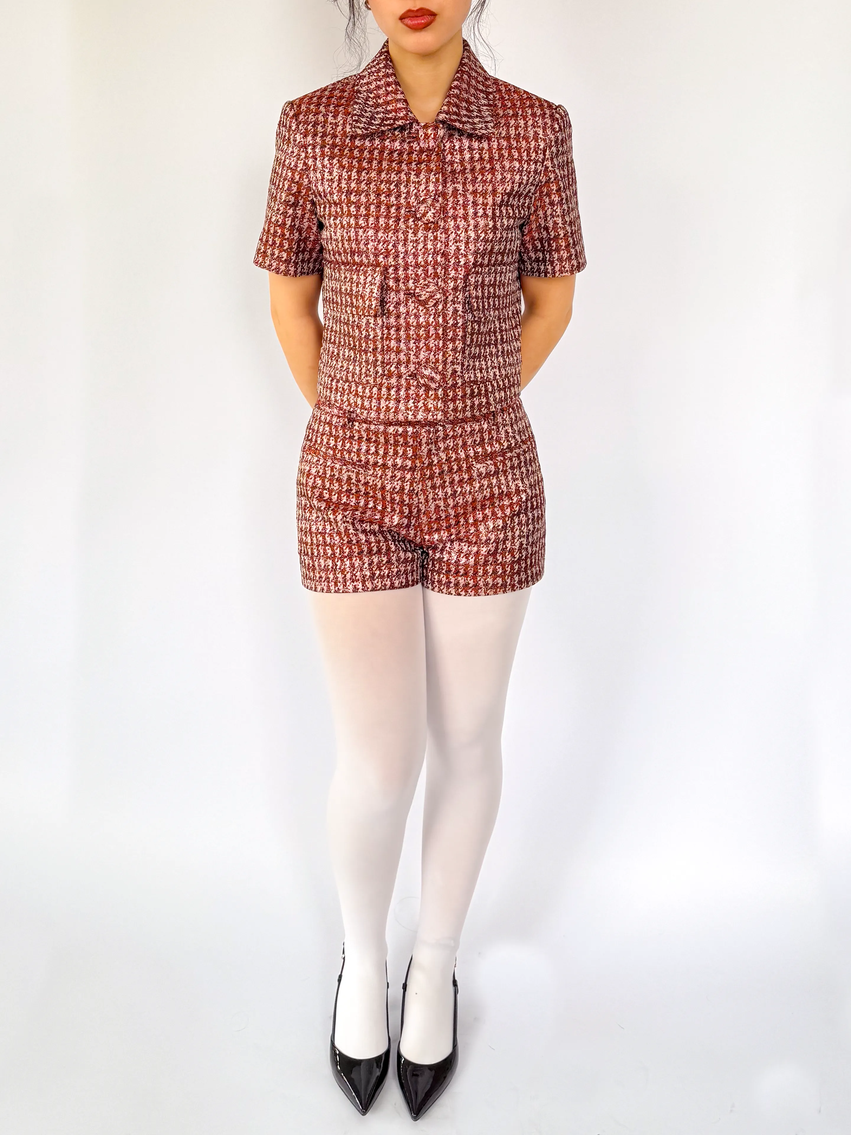 Aubrey Short in Lurex Herringbone Jacquard sold by Anna Valentina