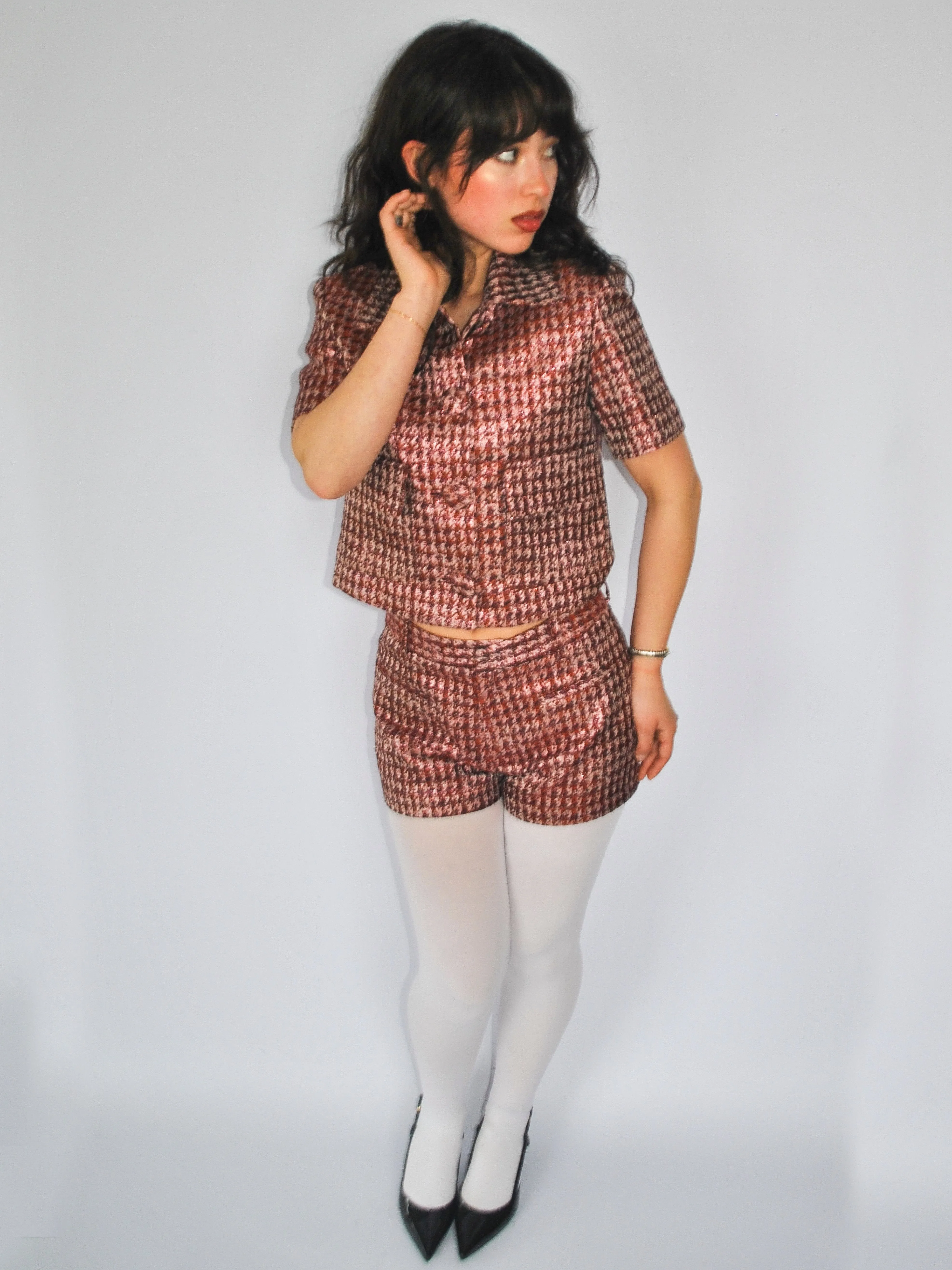 Aubrey Short in Lurex Herringbone Jacquard sold by Anna Valentina product image thumbnail 3