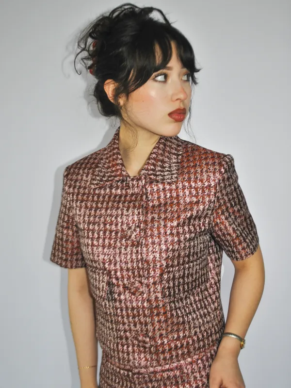 Aubrey Cropped Jacket in Lurex Herrinbone Jacquard made by Anna Valentina