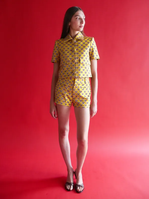 Aubrey Cropped Jacket in Italian Floral Jacquard made by Anna Valentina