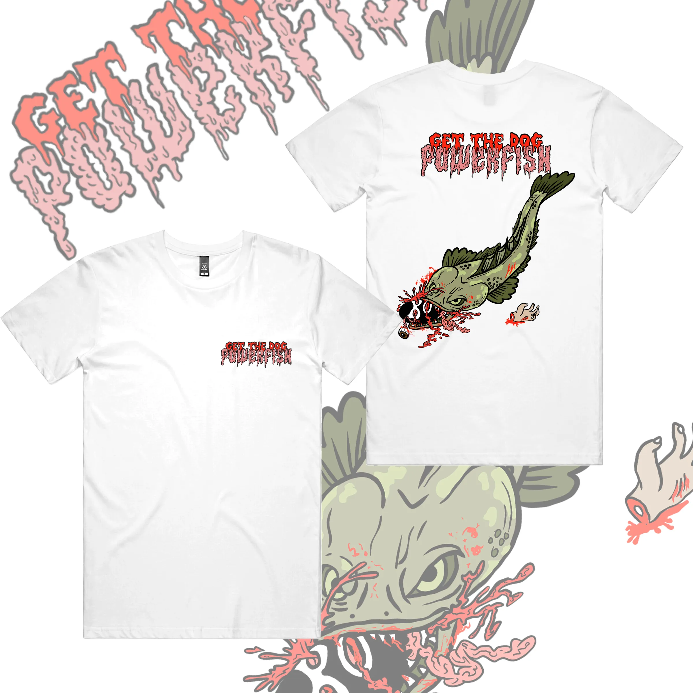Powerfish Get The Dog White Tee sold by Dr. Moose product image thumbnail 2