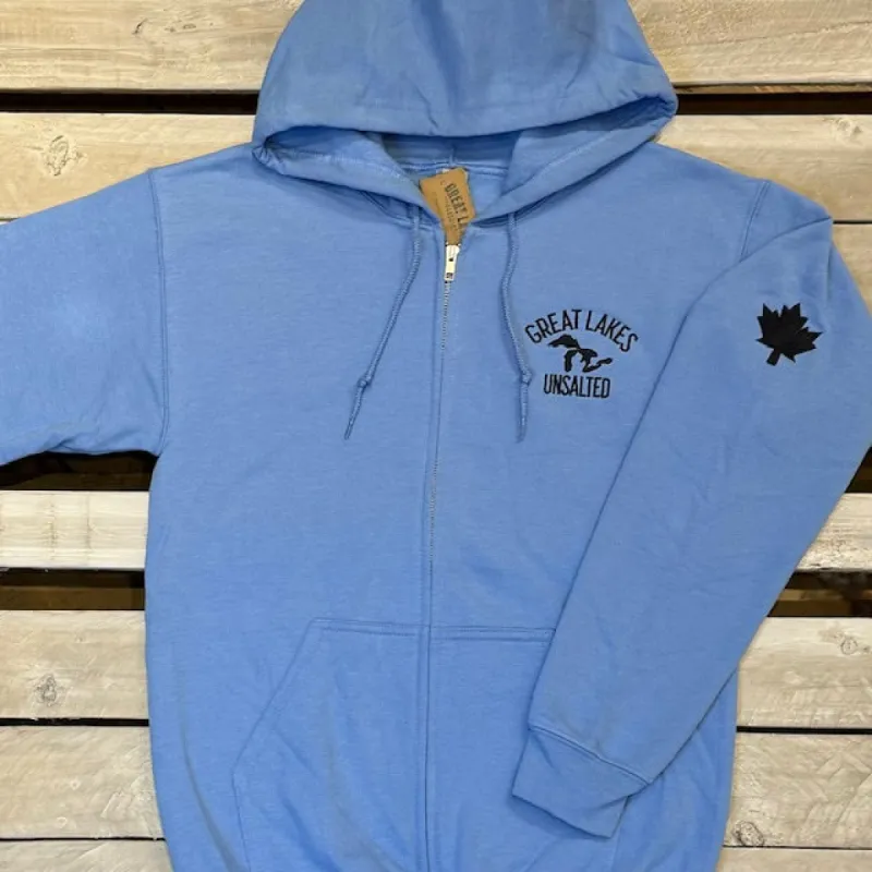 Great Lakes Map & Maple Leaf Full Zip Hoodie sold by Archie's Surf Shop