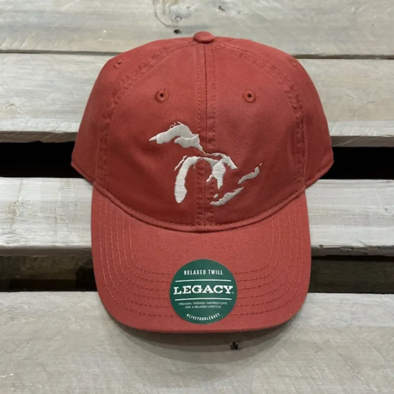 Great Lakes Embroidered Map Adjustable Ball Cap sold by Archie's Surf Shop