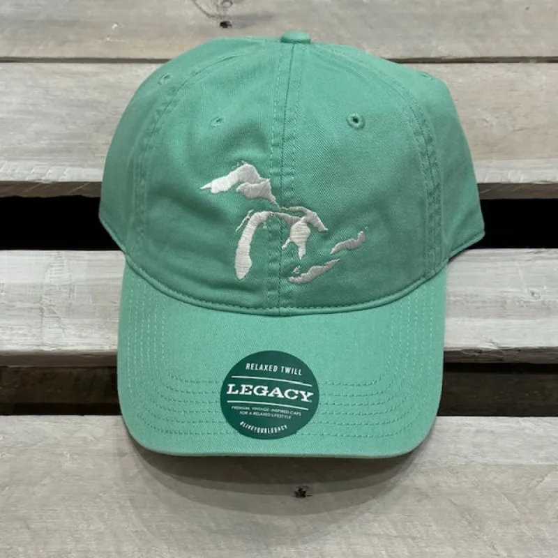 Great Lakes Embroidered Map Adjustable Ball Cap sold by Archie's Surf Shop