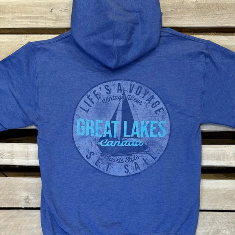 Great Lakes Distressed Sailboat Hoodie sold by Archie's Surf Shop