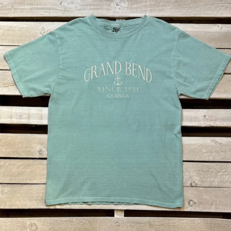 Grand Bend Souvenir Groundbreaking Anchor Embroidery Short Sleeve Tee sold by Archie's Surf Shop