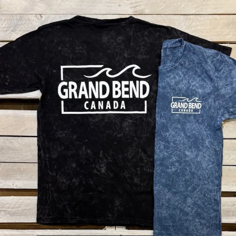 Grand Bend Souvenir Mineral Wash Border Wave Short Sleeve Tee sold by Archie's Surf Shop