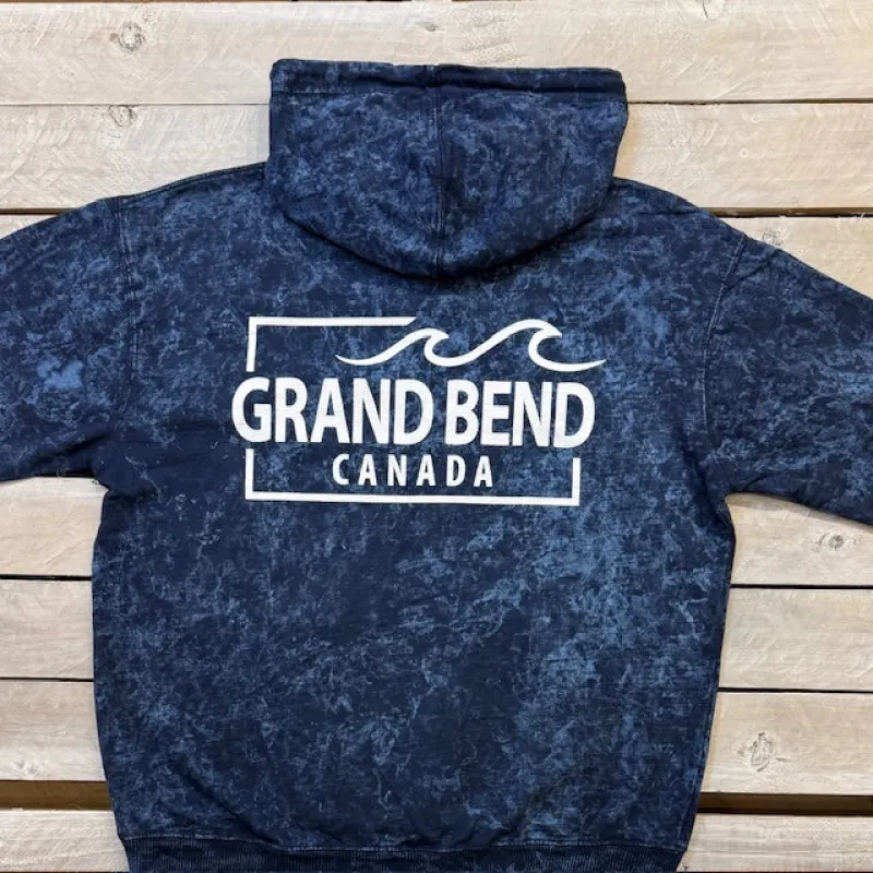 Grand Bend Souvenir Mineral Wash Border Wave Hoodie sold by Archie's Surf Shop