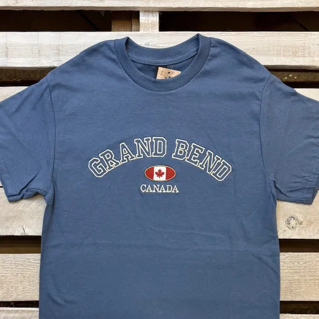 Grand Bend Canada Souvenir Outline Embroidery Short Sleeve Tee sold by Archie's Surf Shop