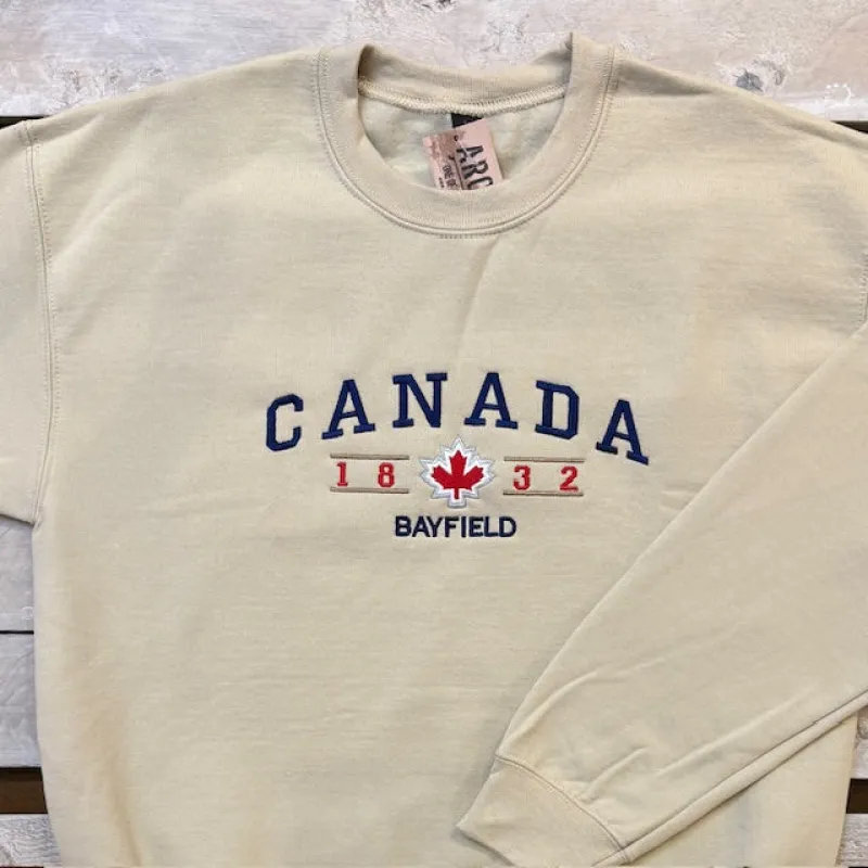 Bayfield Canada Souvenir Embroider Crew Neck Fleece sold by Archie's Surf Shop