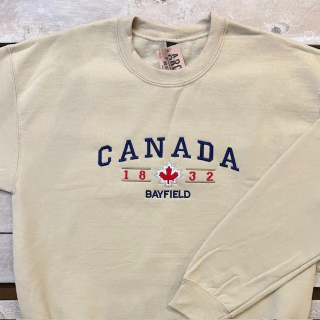 Bayfield Canada Souvenir Embroider Crew Neck Fleece sold by Archie's Surf Shop
