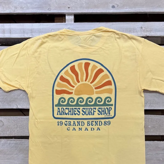 Archies Grand Bend Sunburst Waves Short Sleeve Tee sold by Archie's Surf Shop