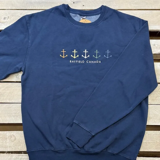 Bayfield Souvenir Five Anchor Crew Neck Fleece sold by Archie's Surf Shop