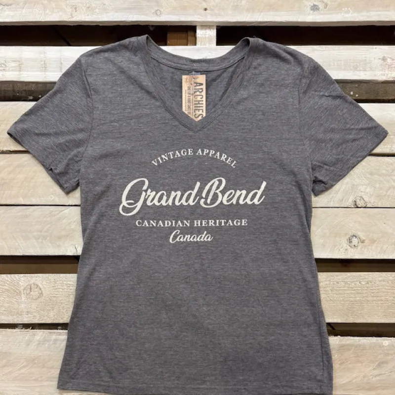 Grand Bend Souvenir Vintage Apparel Ladies V-Neck Short Sleeve Tee sold by Archie's Surf Shop
