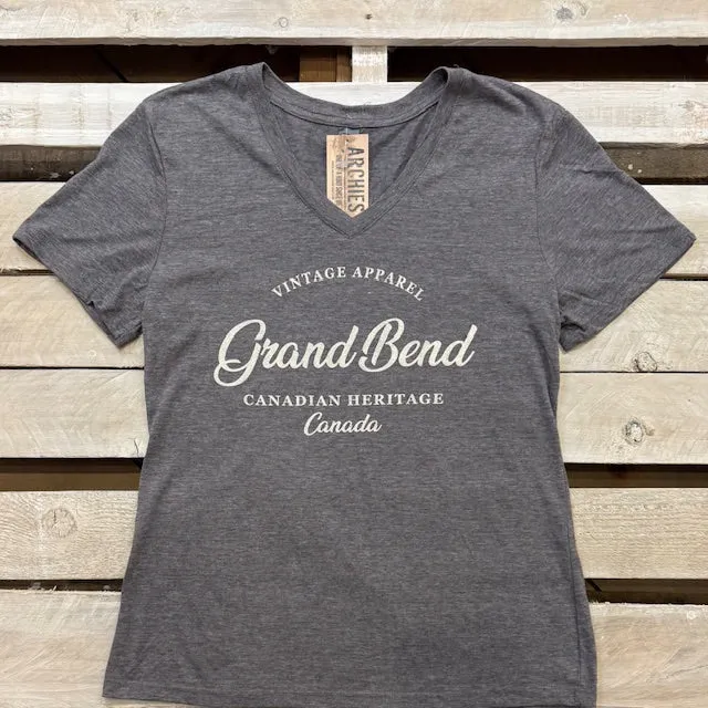 Grand Bend Souvenir Vintage Apparel Ladies V-Neck Short Sleeve Tee sold by Archie's Surf Shop