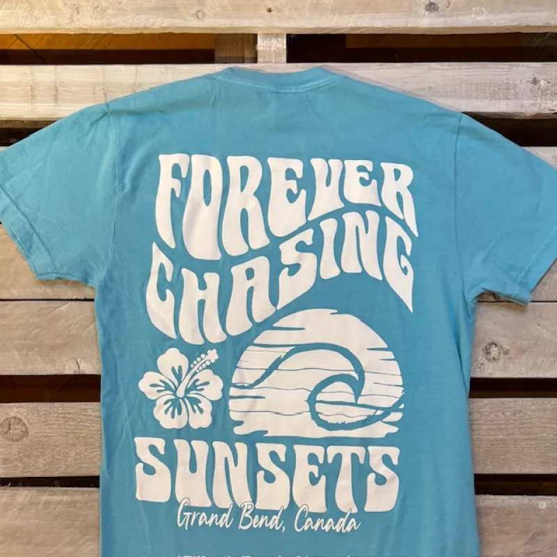 Grand Bend Souvenir Forever Chasing Sunsets Short Sleeve Tee sold by Archie's Surf Shop