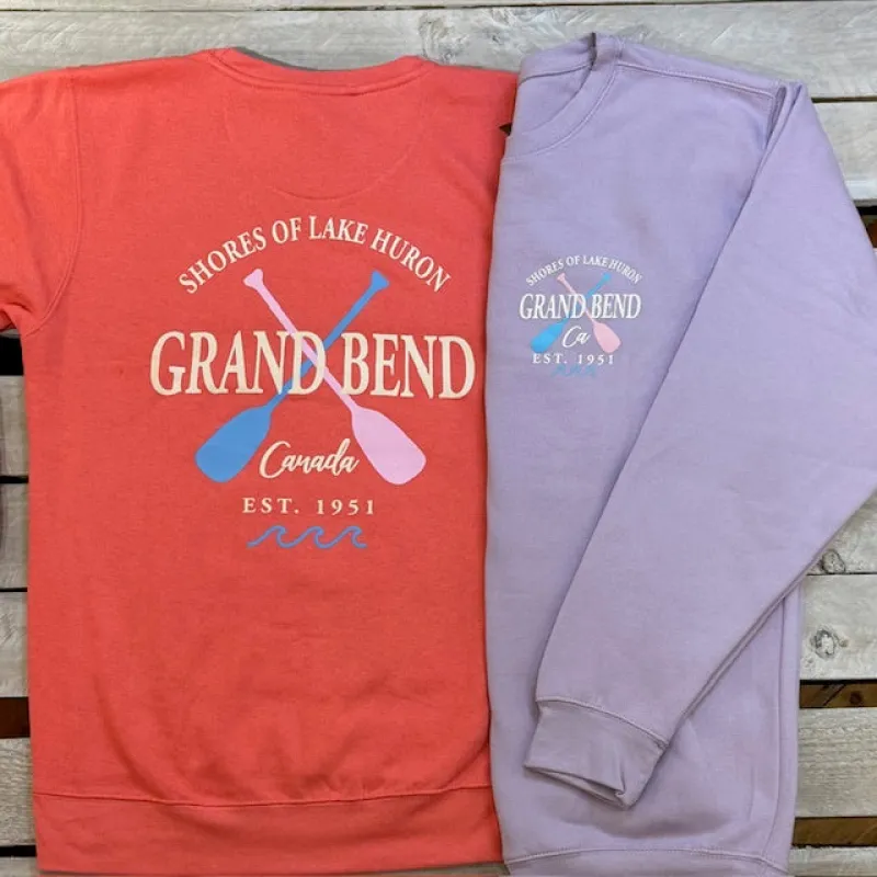 Grand Bend Souvenir Pastel Oars Crew Neck Fleece sold by Archie's Surf Shop